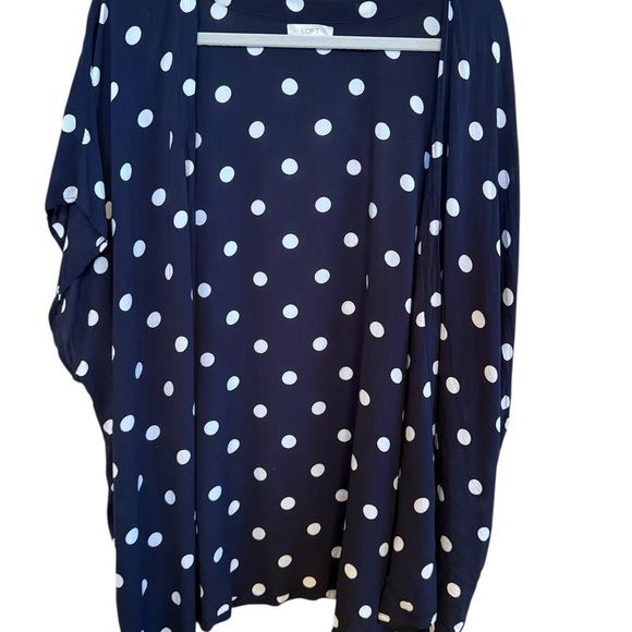 LOFT Navy and White Polka Dot Kimono - Picture 1 of 4
